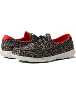 SKECHERS Performance Boat Shoes Go Walk Lite Leopard Print Boat Shoe